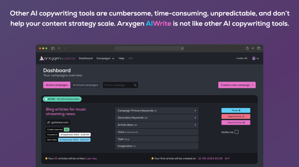 Competitor Comparison Arxygen Aiwrite